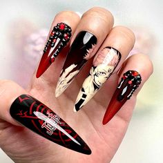 Sukuna Fire, Gojo Power, Dainty Nails, Sukuna Gojo, King Of Curses, Sharingan Eyes, Anime Nail, Anime Nails, Custom Cartoons