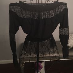 Moda International Cropped Black Lace Netting Top. Size Small. Never Worn Top Moda, Black Lace, Womens Tops, Crop Tops, Lace, Women Shopping, Black, Color