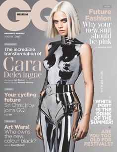 a magazine cover with a woman in a futuristic outfit on the front and back covers