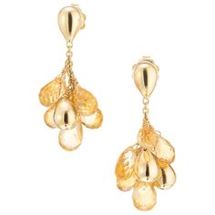 Marco Bicego 18k yellow gold citrine paradise drop earrings. Yellow pear shaped citrines mixed with pear shaped 18k yellow gold dangles. 12 yellowish orange citrine briolette’s, approx. 10.00cts 18k yellow gold Stamped: 750 Hallmark: Marco Bicego 1021VI 7.6 grams Top to bottom: 33mm or 1 1/3 Inch Width: 19.3mm or .75 Inch Depth or thickness: 11mm Platinum Diamond Wedding Band, Marco Bicego, Platinum Engagement Rings, Gold Earrings Dangle, Round Brilliant Cut Diamond, Brilliant Cut Diamond, Pear Shaped, Diamond White, Citrine