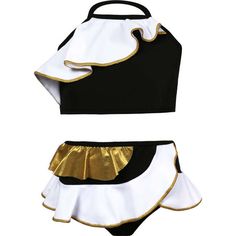 This stunning black and white bikini with gold trim is the epitome of elegance and style. The contrasting colors create a striking visual impact, while the gold trim adds a touch of luxury and sophistication. The bikini top features a flattering halter neck design, providing ample support and enhancing your natural curves. The bottoms are designed with a classic cut, offering just the right amount of coverage. Made from high-quality materials, this bikini is not only fashionable but also comfort Gold Sleeveless Swimwear For Pool, Beachwear Collection, Natural Curves, Buy Buy Baby, Italian Fabric, Mini Boden, Gold Trim, Halter Neck, Neck Designs