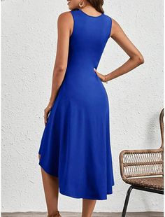 Elegant Dress Midi Dress Ruched Party Elegant Sexy Crew Neck Sleeveless Blue Color Elegant Dresses Midi, Dress Midi, Elegant Dress, New Dress, Midi Dress, Blue Color, Crew Neck, Dresses, Blue