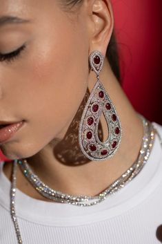 18kt White Gold Ruby and Diamond Drop Earring: 22.91cts of rubies 15.03cts of diamonds Length: 4.5" White Gold Diamond Earrings, What To Wear To A Wedding, Valentines Jewelry, Ruby Diamond, Diamond Drops, Drop Earring, Diamond Drop Earrings, Luxury Clothing, Teardrop Earrings