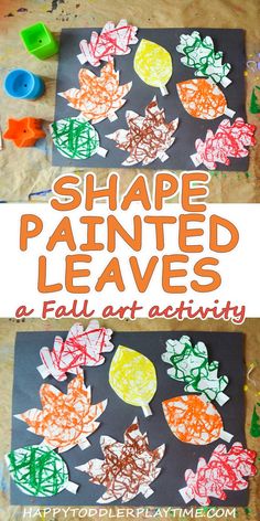 an art activity for kids to make shape painted leaves