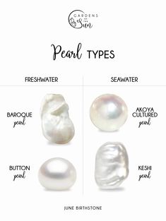 Types Of Pearls, Ethical Jewelry, June Birthstone, Pearl Types, Affordable Jewelry, Dream Jewelry, June Birth Stone, Pretty Jewellery