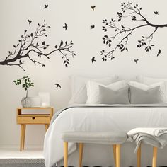 PRICES MAY VARY. Elements included two black branches and birds. A single branch measures approximately 31 inches(H) and 20 inches (W) [80cm(H), 50cm(W)]. Simple and beautiful black wall art decor for your room. Material: Vinyl. Non-toxic, environmental protection, waterproof. Easy to apply, remove and reuse without leaving damage or residue. Very easy to assemble and great focal point in your kids room, bedroom, kitchen, TV wall, baby boys and baby girls room. It can be stuck to walls, furnitur Tree Branch Wall Art, Tree Branch Wall, Bird Wall Decals, Wall Art Decals, Living Room Nursery, Family Tree Wall Decal, Deco Stickers, Tree Wall Stickers, Wall Stickers Bedroom