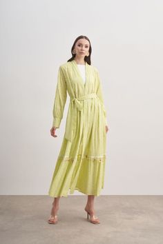 Rania Open Front Abaya - Kimono - Modest Green Abaya - By Baano Maxi Length Robe For Daywear In Spring, Maxi Length Daywear Robe For Spring, Maxi Length Robe For Spring Daywear, Spring Daywear Abaya, Green Abaya, Abaya Kimono, Evening Jumpsuit, Maxi Dress Formal, Outfit Making