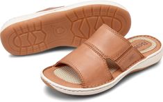 Born Wichita in Tan Cymbal - Born Mens Sandals on Bornshoes.com Slip-on Open Toe Sandals With Stitched Sole, Leather Slip-on Sandals For Beach, Leather Closed Toe Sport Sandals For Beach, Leather Slip-on Sandals With Removable Insole, Comfortable Slip-on Sandals With Rubber Sole, Brown Leather Sport Sandals For Vacation, Leather Slip-on Sport Sandals For Beach, Comfortable Brown Sandals With Leather Footbed, Open Toe Beach Slides With Stitched Sole