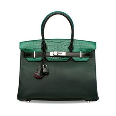 Green Crocodile, Expensive Jewelry Luxury, Lv Handbags, Hermes Bag, Green Bag, Hermes Birkin, Handbag Backpack