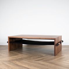 Walnut Natural, Black Waxed Canvas Wood And Leather Coffee Table, Sling Shelf, Campaign Style Furniture, White Oak Coffee Table, Arts And Crafts Era, American Arts And Crafts, Leather Coffee Table, Octagon Table, Hardwood Furniture