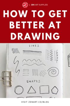 an open notebook with the title how to get better at drawing in red and white