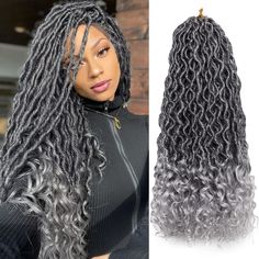 PRICES MAY VARY. 1.【Hair Feature】Goddess locs crochet hair, Faux locs crochet hair, Wavy faux locs. Wavy Faux Locks Crochet Hair For Black Women, Versatile Hairstyles For Various Occasions And Seasons, Water Friendly, No Itching Or Slipping, Reusable If Cared For Properly, Long Lasting. 2.【Hair Material】100% Synthetic Hair, Top Quality Curly Faux Locs Crochet Hair makes you more charming. Soft Faux Locks Crochet Hair Made By Synthetic Fiber, Pre Looped Goddess Locs Crochet Hair With Beautiful Cu Black Women Extensions, Latest Dreadlocks Styles, Curly Faux Locs Crochet, Goddess Locs Crochet, Short Dreadlocks Styles, Curly Faux Locs, Dread Hairstyles For Men, Synthetic Braids, Senegalese Twist Hairstyles