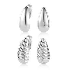 PRICES MAY VARY. ❤Clip On Earrings: Silver Teardrop Clip on are 27.8mm and Twisted Hoop Earrings are 27.2mm , the 2 kinds of earrings give you the opportunity to mix and match with other earrings, the hoops are trendy and lightweight, which will fit perfectly on your ears. ❤ Never Outdated: These tasteful twisted rope and teardrop design hoop earrings are a classic piece of jewelry for any woman. The 14K gold plated earrings add a simple and easy accessory for everyday fashion. ❤ Comfortable Mat Silver Clip On Earrings, Presents For Family, Present Box, Twisted Hoop Earrings, Chunky Hoop Earrings, Fashion Comfortable, Earring For Women, Drop Earring, Jewelry Cleaner