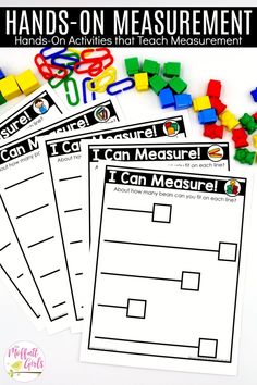 hands - on measurement worksheets for kids to practice their math skills with legos