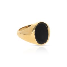 This stylish black onyx signet ring is crafted from solid brass, featuring a unique oxidation finish and a simple yet classic design. An ideal choice for those searching for an eye-catching accessory that is sure to complement any outfit! Modern Brass Signet Ring With Polished Finish, Classic Onyx Signet Ring With Black Enamel, Classic Black Onyx Signet Ring, Timeless Onyx Signet Ring With Polished Finish, Classic Black Enamel Signet Ring, Modern Black Tarnish Resistant Signet Ring, Modern Black Tarnish-resistant Signet Ring, Classic Onyx Signet Ring With Polished Finish, Luxury Black Signet Ring Tarnish Resistant