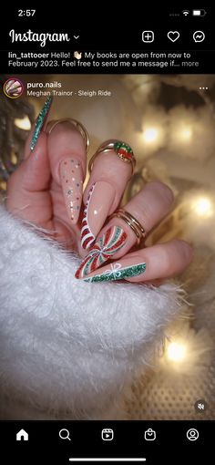 Nail Art Noel, Retro Nails, Diva Nails, Nail It, Meghan Trainor, Sleigh Ride, Coffin Nails Designs