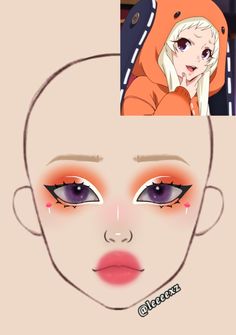 Runa Cosplay Makeup, Runa Yomozuki Makeup, Runa Makeup, Anime Themed Makeup, Runa Yomozuki Cosplay, Anime Makeup Ideas, Cosplay Makeup Ideas