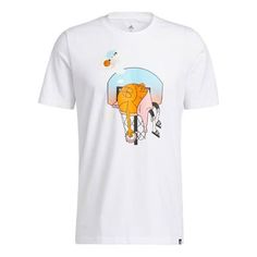 Men's adidas Cartoon Printing Basketball Sports Short Sleeve White T-Shirt HS4329 Adidas Sportswear T-shirt For Gym, Adidas T-shirt With Logo For Sports Season, Workout T-shirt With Adidas Branding, Adidas Graphic Print T-shirt For Sports Events, Adidas Three Stripes Workout T-shirt, Adidas Logo T-shirt For Workout, Casual Three Stripes T-shirt For Workout, Casual Workout T-shirt With Three Stripes, Adidas Athleisure T-shirt For Summer