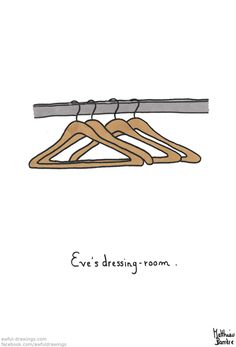 three wooden clothes hangers with the words eve's dressing room