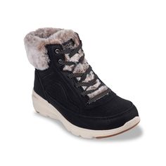 Skechers-Glacial Ultra Mountain Muse Boot Brave winter conditions with the Glacial Ultra Mountain Glacial Ultra Mountain Muse snow boots from Skechers. This pair is treated with a water-resistant synthetic upper to keep you dry, a strong traction sole to add grip to your steps, and a faux fur lining that will keep you cozy. Click here for Boot Measuring Guide. Snow Boots, Black Boots, Muse, Brave, Faux Fur, Water Resistant, Boots, Water, Black