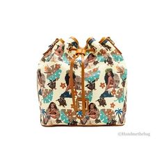 Style: Dooney & Bourke Disney's Moana Bucket Drawstring Bag Material: Printed Coated Cotton Features: Inner Zip and Slip Pockets, Adjustable/Detachable Crossbody Strap, Detachable Top Handle Shoulder Strap, Canvas Lined, Bottom Studs Measures: 10" W x 10" H x 7" D Size: M.  Color: Beige.  Gender: female.  Age Group: adult. Brown Disney Bags For Everyday Use, Disney Style Brown Bag For Everyday Use, Disney Everyday Brown Bags, Crossbody Shoulder Bag For Disney Trips, Disney Style Shoulder Bag For Daily Use, Disney Shoulder Bag With Adjustable Strap For Travel, Brown Disney Backpack, Travel Shoulder Bag With Case Included, Disney Style Brown Travel Bag