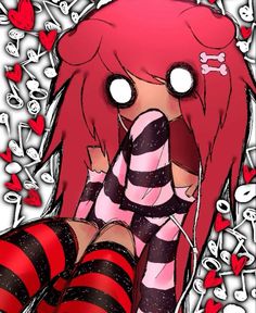 #scenekid #drawing #scene #emo #scemo #alternative Discord Server, Stockings, Red, Hair, Anime