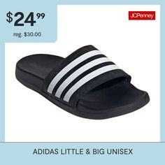 Whether for shower or the beach, these Adidas slides keep kids on the go with a quick-drying design. The bandage upper ensures a cozy fit, and the lightweight style is easy to pack up and take along. Every step stays comfortable thanks to a soft, contoured footbed.Closure Type: Slip-OnUpper/Outer Base Material: 100% SyntheticShoe Lining Material: SyntheticSole Material Content: 100% SyntheticToe Type: Open ToeHeel Style: Flat HeelCountry of Origin: Imported Adidas Non-slip Summer Slides, Adidas Non-slip Beach Slides, Adidas Slides For Swimming In Summer, Adidas Slides For Summer Swimming, Adidas Non-slip Sport Sandals For Beach, Adidas Beach Sport Sandals For Summer, Adidas Sport Sandals For Summer Beach, Adidas Sport Sandals For Beach In Summer, Adidas Slides For Swimming