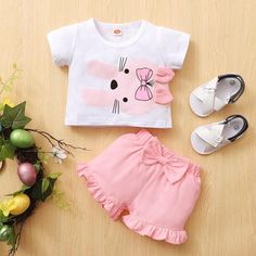 Mommy And Me Vendors 2-piece T-shirt & Shorts for Baby Girl – PrettyKid Family Matching Cartoon Print Sets For Summer, Family Matching Sets With Cartoon Print For Summer, Summer Family Matching Sets With Cartoon Print, Cute Cotton Sets With Cartoon Print, Spring Cotton Sets With Cartoon Print, Cute Cotton Cartoon Print Sets, Cute Short Sleeve Sets With Cartoon Print, Cute Cartoon Print Short Sleeve Sets, Spring Cartoon Print Playtime Sets