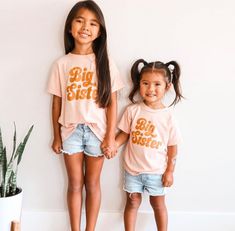 Please reference all size charts before purchasing. Middle Sister, Sister Sister, Sister Shirt, Big Sister Shirt, Aesthetic Shirts, Sister Shirts, Baby Needs, Big Sister, Meal Plans