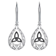 PRICES MAY VARY. ✨【Trinity Earrings Design Concept】— The celtic knot earrings's triangular structure of three intertwined threads symbolizes eternity and connection. The openwork lotus pattern surrounding the Celtic knot adds an air of nature and serenity, while also suggesting purity and peace. 💎【High Quality Material】— These celtic knot earrings for women are made of 92.5% sterling silver and are friendly to sensitive skin. The celtic knot dangle earrings are plated with 18K white gold for du Trinity Earrings, Good Presents For Mom, Celtic Knot Earrings, Lotus Pattern, Celtic Earrings, Earrings Star, Soldering Jewelry, Irish Jewelry, Earrings Design