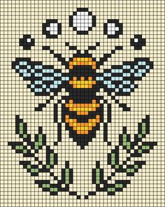 a cross stitch pattern with a bee on it