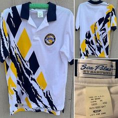 vintage California Senior Games polo shirt Sea Palms by Hartwell made in USA M | eBay Retro Collared Polo Shirt With Graphic Print, Vintage Cotton Polo Shirt, Sr 25, Senior Games, Mens Fashion Vintage, Vintage California, Hawaiian Shirts, Short Sleeve Polo, Hawaiian Shirt