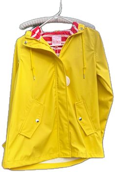 Red Hooded Jacket For Spring Outdoor, Yellow Winter Parka With Pockets, Hooded Yellow Outerwear For Fall, Hooded Mustard Outerwear For Fall, Yellow Double-lined Hooded Outerwear For Fall, Mustard Hooded Outerwear For Fall, Spring Yellow Outerwear With Drawstring Hood, Hooded Weatherproof Raincoat For Spring, Yellow Spring Outerwear With Detachable Hood