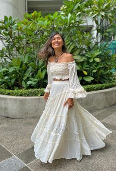 Boho set top and skirt. 100% natural cotton. 2 color. White and off white beige. Measurements: Skirt Waist 25 stretch up to 38 inches. From waist 5 inches down is 38 inches. (upper hip) Hip 44 inches around. (Measure from the waist 7 inches down) Length 41-42 inches. Length of lining 23 inches from the waist. Lined. NOTE: Just top will ship with standard shipping. Standard shipping will take up to 20 working days. Express shipping will take 3-5 days. Measurements: TOP 2 colors white and off whit Two Piece Maxi Skirt Set Boho, White Flowy Bohemian Maxi Skirt, White Bohemian Flowy Maxi Skirt, Bohemian White Flowy Maxi Skirt, White Bohemian Maxi Skirt For Festival, White Bohemian Maxi Dress With Tiered Skirt, White Cotton Bohemian Skirt, White Bohemian Cotton Skirt, Cotton Flowy Festival Dress