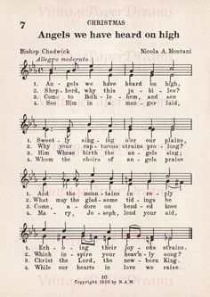 an old sheet music with the words angels have heard on high