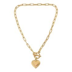 Soave Oro 14K Electroform Heart Charm Toggle Necklace Perfect for any occasion, this timeless toggle necklace is a must-have for those who appreciate classic, sophisticated styles. The heart-shaped charm adds a touch of elegance to any outfit, while the lightweight electroform design ensures comfort.       Approx. 18"L x 3/16"W     Charm approx. 1-1/8"L x 15/16"W     14K Gold electroformed over an inner core of resin     Paperclip chain with toggle clasp Gold Heart Pendant Toggle Necklace As Gift, Classic Gold-tone Heart Jewelry, Elegant Heart-shaped Gold-tone Chain Necklace, Elegant Gold-tone Heart Chain Necklace, Gold Toggle Necklace With Heart Charm As Gift, Gold Heart-shaped Necklace With Toggle Clasp, Elegant Heart Toggle Necklace, Gold Necklace With Toggle Clasp For Anniversary, Gold Heart Toggle Necklace With Lobster Clasp