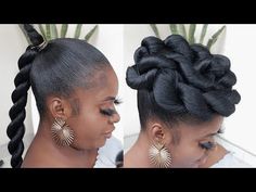 Ponytail Styles Formal, Black Womens Natural Hairstyles, Easy Updos For Black Women, Up Do For Black Women, Pin Up Styles For Black Women, Natural Hair Bun Styles Updo, Bun Updo Hairstyles For Black Women, Black African Hairstyles, Natural Updos For Black Women