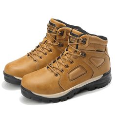 Color: Black,Brown,Yellow Closure Type: Lace-up Feature: Slip Resistant Size: US 10.5,US 8,US 9,US 10,US 11,US 7.5,US 8.5,US 6.5 Shoes Type: Hiking Boots Upper Material: Microfiber,Mesh Outsole Material: Rubber Brown Steel Toe Waterproof Lace-up Boots, Brown Steel Toe Lace-up Waterproof Boots, Brown Ankle Martin Boots For Outdoor, Brown Martin Ankle Boots For Outdoor, Brown Rugged Martin Boots For Outdoor, Rugged Brown Martin Boots For Outdoor, Fall Outdoor Slip-resistant Work Boots, Leather Martin Boots With Reinforced Toe For Outdoor Activities, Leather Martin Boots With Reinforced Toe For Outdoor