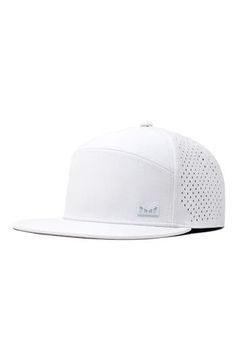 Shaped with a deep crown and flat brim, this perforated cap features moisture-wicking technology and a glare-reducing visor lining for superior clarity. Adjustable snapback strap Hidden besom pocket Moisture-wicking fabric engineered for dryness and comfort Water-repellent Antimicrobial fabric engineered to inhibit the growth of odor-causing germs 88% polyester, 12% spandex Spot clean Imported Breathable White Visor For Sports, White Breathable Hat For Outdoor, Functional White Hats For Outdoor Use, White Breathable Casual Visor, Casual White Breathable Visor, Functional Breathable Snapback Hat With Flat Bill, Adjustable White Baseball Cap With Breathable Mesh, Lightweight Snapback Baseball Cap For Sports, White Breathable Baseball Cap For Summer