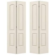 two white doors are open on a white background