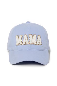 Chenille letter white cap with a glitter gold border around MAMA. 100% cotton. Adjustable metal strap in the back. Adjustable Gold Visor Hat, Gold One Size Fits Most Baseball Cap, Trendy Gold Baseball Cap With Curved Brim, Trendy Adjustable Gold Baseball Cap, Trendy Gold Baseball Cap One Size, Trendy Gold Snapback Baseball Cap, Trendy Gold Baseball Cap, Trendy Gold Cap, Corduroy Bucket Hat