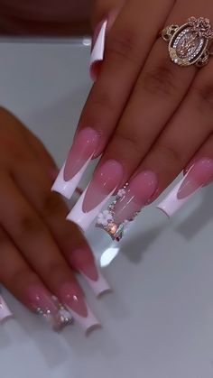 Long Acrylic Nail Designs, Hard Nails, Colored Acrylic Nails, French Tip Acrylic Nails, Short Square Acrylic Nails