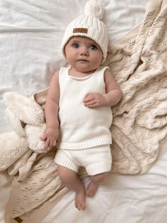 Summer Knit Shorts + Tank Set-MIlk Summer Wardrobe Staples, Nursery Modern, Knitted Romper, Summer Set, Summer Knitting, Brand Collection, Minimalistic Design, Knit Shorts, Toddler Outfits