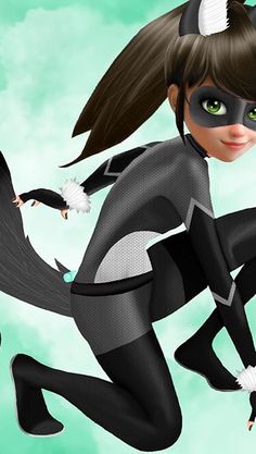 an animated catwoman flying through the air