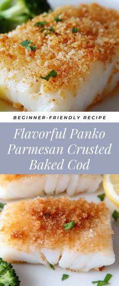 Image for Flavorful Panko Parmesan Crusted Baked Cod Cod Recipes Healthy Air Fryer, Panko Crusted Flounder, Breaded Cod Fish Recipes, Baked Cod Breadcrumbs, Cod Almondine Baked Fish, Tilapia Recipes Parmesan Crusted, Ww Cod Fish Recipes, Healthy Cod Fish Recipes Clean Eating, Seasoning For Cod Fillets