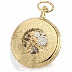 PRODUCT DESCRIPTIONSimple, sophisticated, and the perfect accessory for his professional attire, this polished gold-plated Charles Hubert pocket watch is the perfect gift for any special occasion. Add free custom engraving to the embossed shield on the front cover. Inside, the watch features a white chapter ring dial that allows a view into the inner mechanical movement, and a window in the back as well. It has black Roman numerals and hands, and comes with a matching 12" chain.PRODUCT INFORMATI Luxury Gold Pocket Watch With Chronometer, Elegant Yellow Gold Pocket Watch With Skeleton Dial, Classic Engraved Pocket Watch For Formal Occasions, Gold Chronometer Pocket Watch For Anniversary, Formal Engraved Gold Watch, Gold Pocket Watch With Chronometer For Anniversary, Elegant Gold Pocket Watch With Skeleton Dial, Classic Gold Medallion Pocket Watch, Luxury Polished Pocket Watch For Anniversary