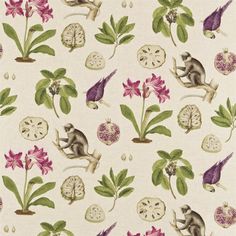 an image of a wallpaper with flowers and cats on it's side,