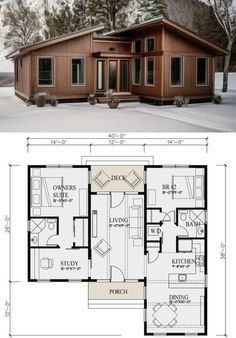 the floor plan for a small cabin home