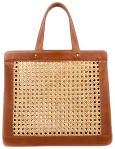 Mesh Leather Trim Rattan Cane Leather Tote Shoulder Bag Luxury Open Weave Shoulder Bag, Luxury Woven Leather Straw Bag, Rectangular, Luxury Rectangular Straw Bag With Woven Leather, Luxury Open Weave Bag For Everyday Use, Luxury Open Weave Bag For Shopping, Leather Straw Bag With Bamboo Handle For Shopping, Luxury Open Weave Shopping Bag, Luxury Brown Straw Bag With Leather Handles, Brown Leather Shoulder Bag With Bamboo Handle