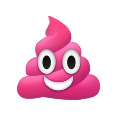 a pink poop with big eyes and a smile